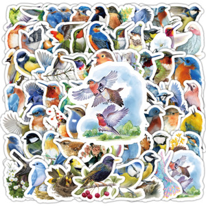 100 Pegatinas Decorativas <span class=keywords><strong>de</strong></span> Dibujos Animados <span class=keywords><strong>de</strong></span> Pájaros, Animales Pequeños, Loros y Pájaros Cuervos para Vasos <span class=keywords><strong>de</strong></span> Agua - Product Image 5