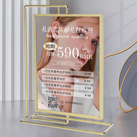 Vente en gros bas quantité minimale de commande A4 A5 or argent en acier inoxydable dessus de table porte-affiche publicitaire debout présentoir de menu