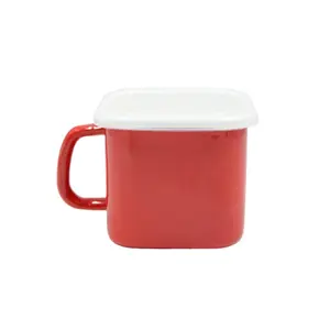 Enamelware Memiliki Lapisan Seperti Kaca Di Atas Baja 1,5l, Panci Enamel Perlengkapan Masak Susu Populer dengan Tutup Pegangan