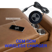 Chargeur sans fil rapide 15W à prix d'usine, vente chaude, pour table de chevet, mobilier d'hôtel, avec design profilé bas