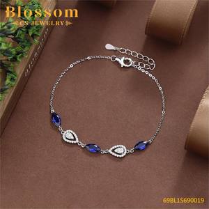 꽃 CS 보석 공장 사용자 정의 925 스털링 실버 럭셔리 보석 지르코니아 조정 가능한 팔찌 여성을위한 고급 보석 - Product Image 4