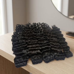 Extensions de cheveux humains vierges indiens Remy, ondulation profonde, double trame, à clips, pointes pleines, 100g, qualité supérieure 12A, sans nœuds, toutes longueurs - Product Image 4