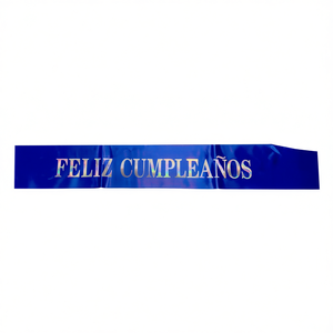 Écharpe d'anniversaire bleue avec lettres irisées, décorations élégantes pour fête, sac de 12 pièces - Product Image 2