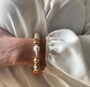 שרשרת קליפות רב-צבע בעבודת יד לנשים מצופה זהב בארוק פנינה קיץ מתנה לתכשיטים דתיים - Product Image 3