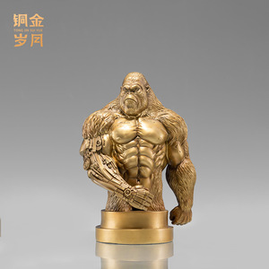Figura Decorativa de Gorila King Kong de Cobre Dorado Antiguo para Oficina, Marca Liba - Product Image 2