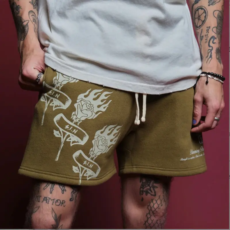Hot Men Summer Cotton Shorts Gym Embroidery Streetwear Pocket Super Soft Men Short Cotton Fabric Customized Logo Casual Knitted