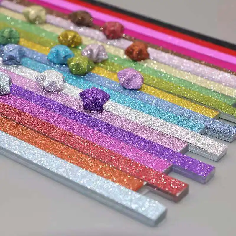 Colorido Glitter Star Strip Origami Set Crianças Handmade Origami DIY Gift Paper Glitter Origami