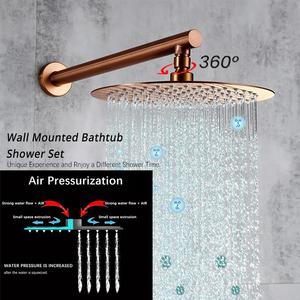 Ensemble de douche mural en acier inoxydable doré rose, mitigeur thermostatique chaud/froid, jet de douche doux et massant - Product Image 3