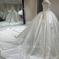 Pour Jancember femmes robe de mariée moderne Satin chérie Style Empire avec dentelle cristal Appliques décor chapelle Train modèle DW
