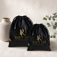 Sac à cordon en cuir PU épais de luxe avec logo, sac à cordon imperméable en cuir PU haut de gamme pour emballage de bijoux