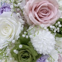 Backdrop Bunga Artifisial Lavender Pink Hijau Putih Bentuk U untuk Dekorasi Pesta Pernikahan Grosir