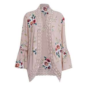 Delle donne Chiffon Floreale Cardigan Leggero di Stampa Dello Scialle Della Spiaggia Allentati Top Cover up <span class=keywords><strong>Estate</strong></span> Camicetta - Product Image 1