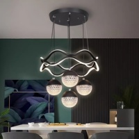 Lámpara de Araña LED de Acrílico Cristal con Altura Ajustable para Sala de Estar y Comedor, Diseño Moderno de Lujo, Regulable