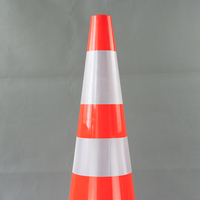 Cône de signalisation routière en PVC souple multi-usages de 90 cm, hautement réfléchissant