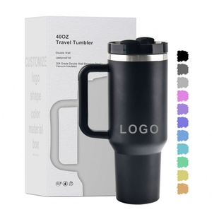 Custom Logo 40oz & 30oz Tumbler Double Wall Stainless Steel Vacuum <b>Insulated</b> Travel Coffee <b>Mug</b> With Handle & Leakproof Lid - Product Image 2