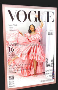 Photomaton Vogue <span class=keywords><strong>Magazine</strong></span> en métal blanc direct d'usine avec boîte Photo en fer en forme de rectangle léger avec numéro LED pour mariage - Product Image 5