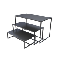 Chaîne marque vêtements chaussures magasin montages métal poudre manteau noir 3 couches détail produit affichage tables pour magasins