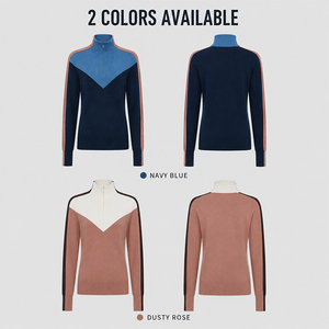 Pull en laine pour femme à manches longues et demi-zip, personnalisable avec logo, haut de gamme, chaud, doux, respirant, décontracté, pour sports de plein air, tricoté - Product Image 4