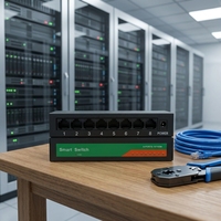 ANPA AP-5008 Switch Ethernet de Escritorio de 8 Puertos 10/100Mbps con Carcasa Metálica, Apilable y QoS, Plug and Play para Hogar, Oficina y Cámaras IP