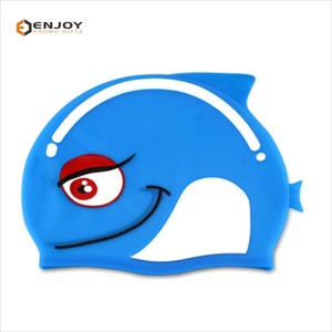 Eco-friendly Material Custom Logo Printed Silicone Fish Kids <strong>Swimming</strong> <strong>Cap</strong> - Product Image 1