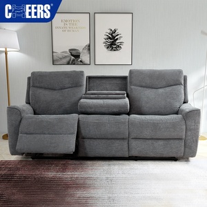 MANWAH CHEERS Fabric Reclining Living Room <b>Sofa</b> 3 Seat <b>Sofa</b> <b>Set</b> With Foldable Table and Cup Holder - Product Image 1