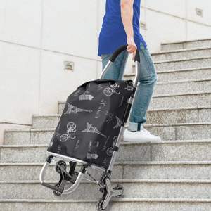 Carrito de compras con marco de aluminio resistente y bolsa de lona impermeable extraíble, carrito de mano para subir escaleras - Product Image 5