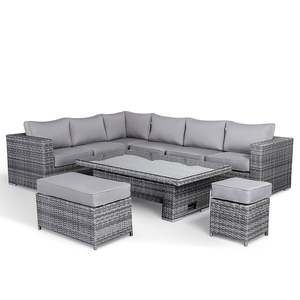 AJUNION Wicker <strong>Rattan</strong> Garden <strong>Set</strong> Sectional Garden Furniture Corner Outdoor <strong>Dining</strong> Sofa <strong>Set</strong> With Rising Table - Product Image 3