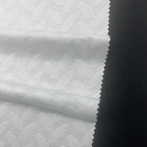Tessuto in <span class=keywords><strong>maglia</strong></span> jacquard a foglie in poliestere bianco, ad asciugatura rapida e traspirante per abbigliamento sportivo, activewear, maglie da <span class=keywords><strong>calcio</strong></span> e tessuti per la casa - Product Image 4