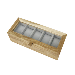 Wholesale Custom Logo 5 Slots Acacia Wood <strong>Watches</strong> Storage Case <strong>Watch</strong> <strong>Box</strong> with Velvet Pillows - Product Image 4
