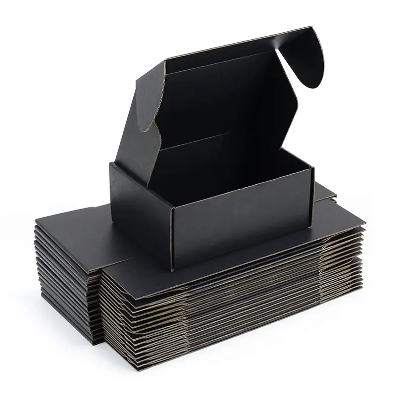 カスタム環境にやさしいカラー印刷段ボール箱黒紙包装配送ボックス