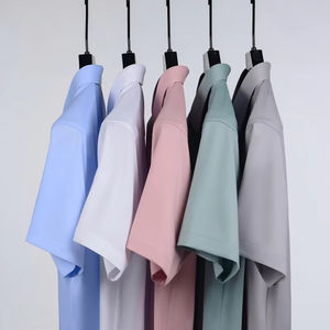 Camisas de Hombre Manga Corta Estilo Ejecutivo Cuello de Color Sólido Corte Recto Anti-contracción Camisas Masculinas - Product Image 4