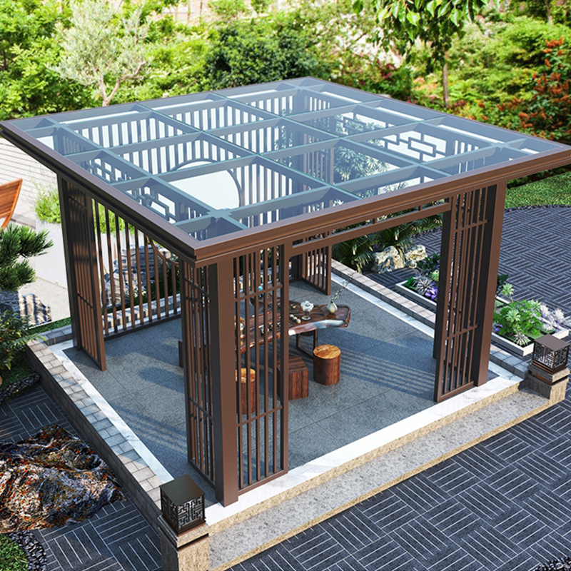 Patio Automatic Motorized Aluminum Gazebo, Outdoor Terrace Roof, Louvre, Waterproof, Metal Pergola