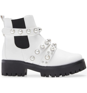 Botines con plataforma para mujer, botines tobilleros blancos con perlas, estilo Chelsea, para invierno y otoño, 2023 - Product Image 3