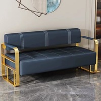 Meubles de salon dorés de haute qualité, design moderne, canapé d'attente pour salon de coiffure, cuir synthétique, canapé d'attente pour salon de barbier