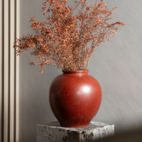 Ensemble de vases en céramique faits à la main Wabi Sabi Rouge Rouille, Poterie émaillée mouchetée pour la décoration de table de salon et de la maison