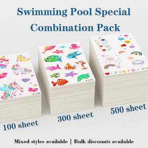 Autocollants de tatouage temporaire pour enfants, vente chaude, imperméables 48H, application facile, motifs colorés, tatouages de natation pour les écoles de natation et les activités aquatiques - Product Image 5