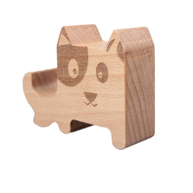Creative Custom Logo Cartoon Dog Phone Dock Wood Desk Ornament Decor Mobile Stand Phone Holder