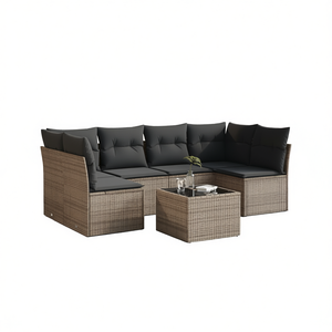 Ensemble de canapés de jardin en rotin gris 6 places, mobilier d'extérieur contemporain résistant aux intempéries, ensemble de salon de patio - Product Image 1