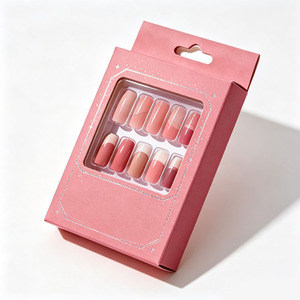 Boîte d'emballage personnalisée pour faux ongles, vente en gros, boîte en papier vide pour capsules d'ongles avec fenêtre et trou de suspension - Product Image 6