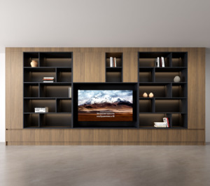 Moderne Luxus-Küchenschränke im Dunkelgrauen Mattlack-Design mit Schwarznuss-Furnier - Product Image 5
