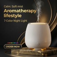 Diffuseur d'aromathérapie blanc compact avec minuterie, mode silencieux, veilleuse 7 couleurs, diffuseur d'huiles essentielles pour la maison et le bureau