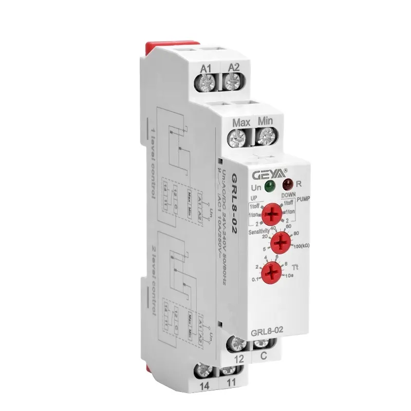 GEYA GRL8-02 Din Rail Level Control Switch with Water Level Probe AC/DC24-240V switching dc control relay for low voltage switch