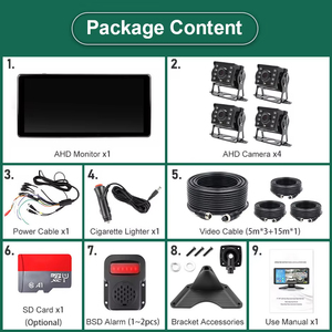 Xe Proximity hệ thống cảnh báo 10.36 inch 4 kênh cảm ứng chia màn hình Màn hình IR sao lưu máy ảnh BSD <span class=keywords><strong>DVR</strong></span> Ghi cho xe tải xe buýt - Product Image 6