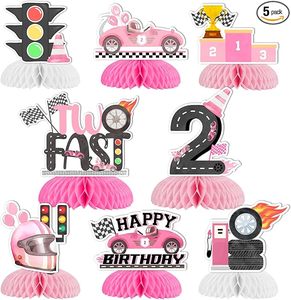 Decorazioni di <span class=keywords><strong>Compleanno</strong></span> Veloci e Divertenti per Ragazze, 8 Pezzi, Centrotavola a Nido d'Ape con Auto da Corsa, Forniture per Feste a Tema Auto d'Epoca per <span class=keywords><strong>Compleanno</strong></span> - Product Image 1