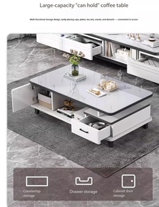 Modern Extendable <strong>TV</strong> Stand Coffee Table Set Marble Texture Storage Drawer Living Room Furniture Modern <strong>TV</strong> <strong>Unit</strong> - Product Image 6