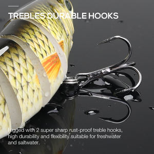 Bionic fish-señuelo de pesca de 8 segmentos, anzuelo que se hunde, crankbait, de plástico, mejor glide, swimbait - Product Image 3