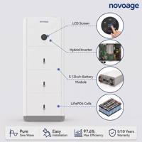 Sistema de Almacenamiento Solar Doméstico Todo en Uno Novoage Gemini 5kW 15.36kWh, Batería LiFePO4 Apilable, Inversor Híbrido IP66 ESS