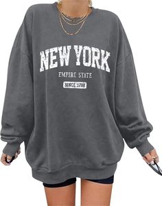<span class=keywords><strong>Felpa</strong></span> Casual da <span class=keywords><strong>Donna</strong></span> a Maniche Lunghe con Collo Tondo, Oversize con Stampa <span class=keywords><strong>Los</strong></span> <span class=keywords><strong>Angeles</strong></span>, Pullover Tinta Unita Personalizzabile - Product Image 1