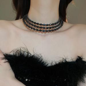 قلادة خانقة متعددة الطبقات مرصعة بالأحجار الكريمة اللامعة على شكل زهرة، مجوهرات أنيقة للنساء للاستخدام اليومي ومناسبات الحفلات - Product Image 3