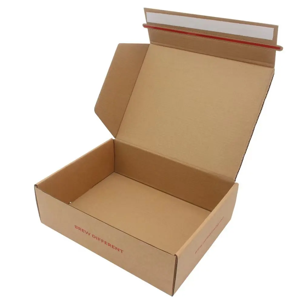Benutzer definierte gedruckte Logo Wellpappe weiß Quick Seal Post Kosmetik Mailer Box mit Kleber und Reiß streifen Versand box